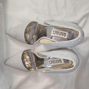 Badgley Mischka Silver Glitter Heels